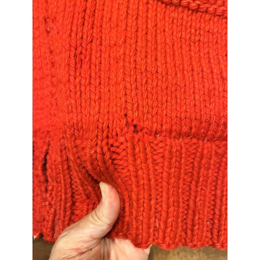 VINTAGE 50s Goose Cowichan 100% Wool Zip Cardigan Sweater Mary Maxim Red - Picture 7 of 16